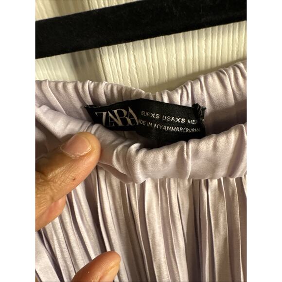 ZARA Women’s Pleated Wide Leg Pants Lavender Size XS - Picture 2 of 4